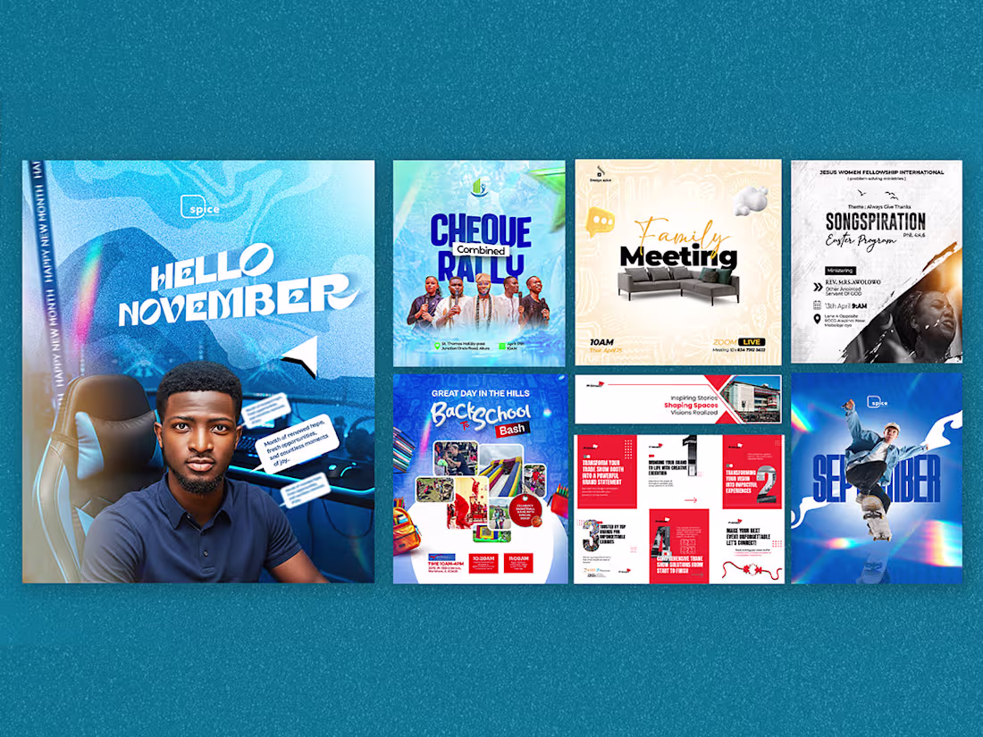 Cover image for A collection of social media flyers and promotional poster d...