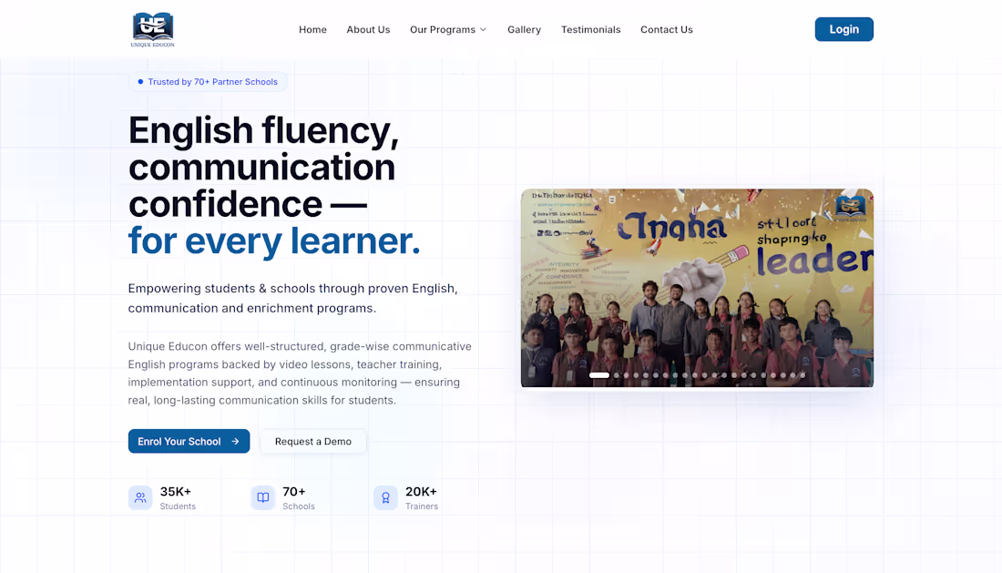 Cover image for Marketing and information website for ULEARN platform. Showc...
