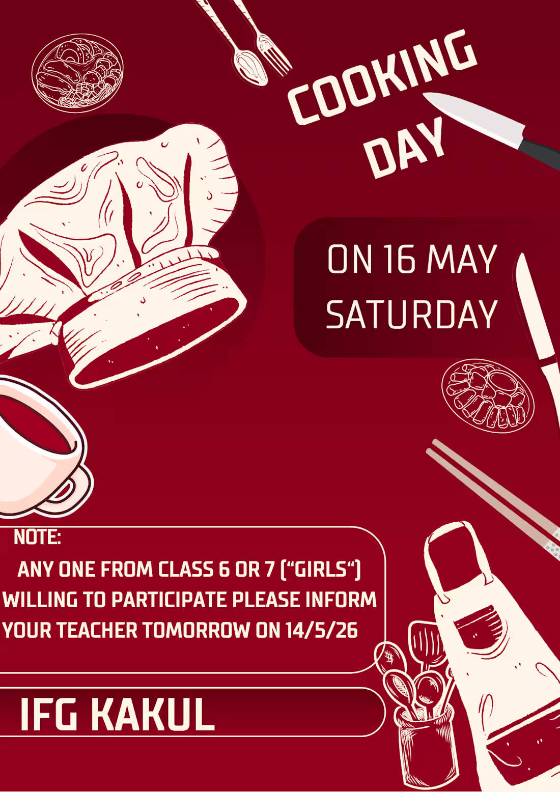 Cover image for POSTER FOR SCHOOL EVENT (COOKING