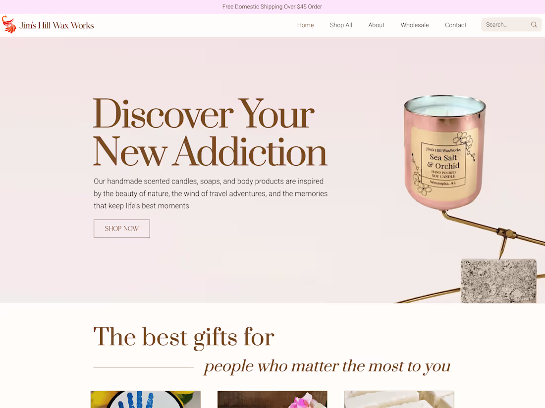 Cover image for Jim’s Hill Wax Works | Handmade scented candles, soaps, and bod…