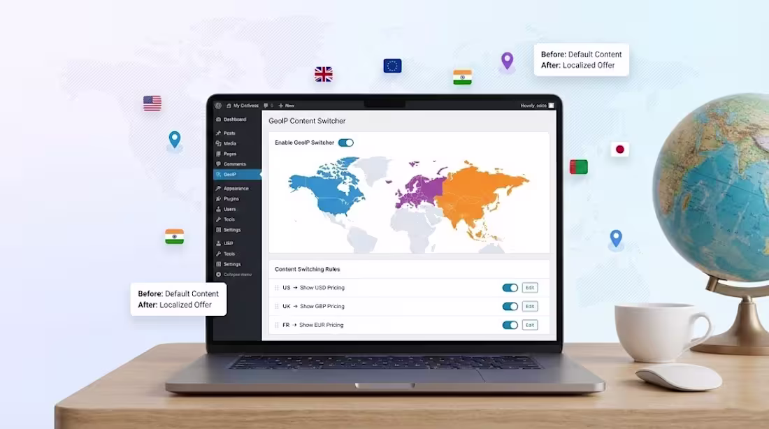 Cover image for GeoIP Content Switcher – Free WordPress Geolocation Plugin