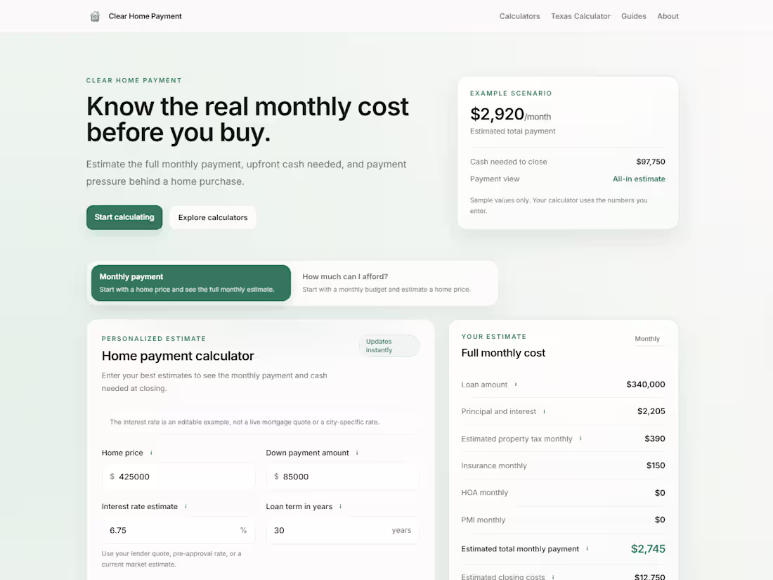 Cover image for Clear Home Payment
