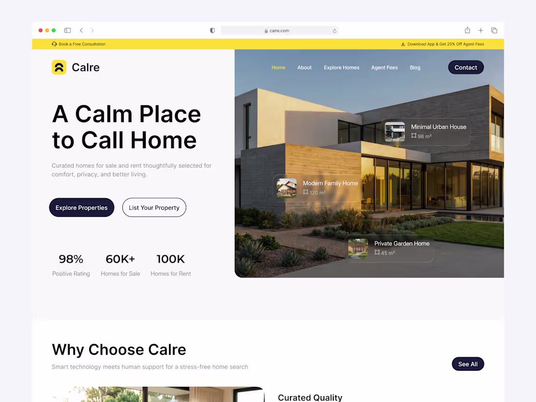 Cover image for Calre - Buy & Rent House Website