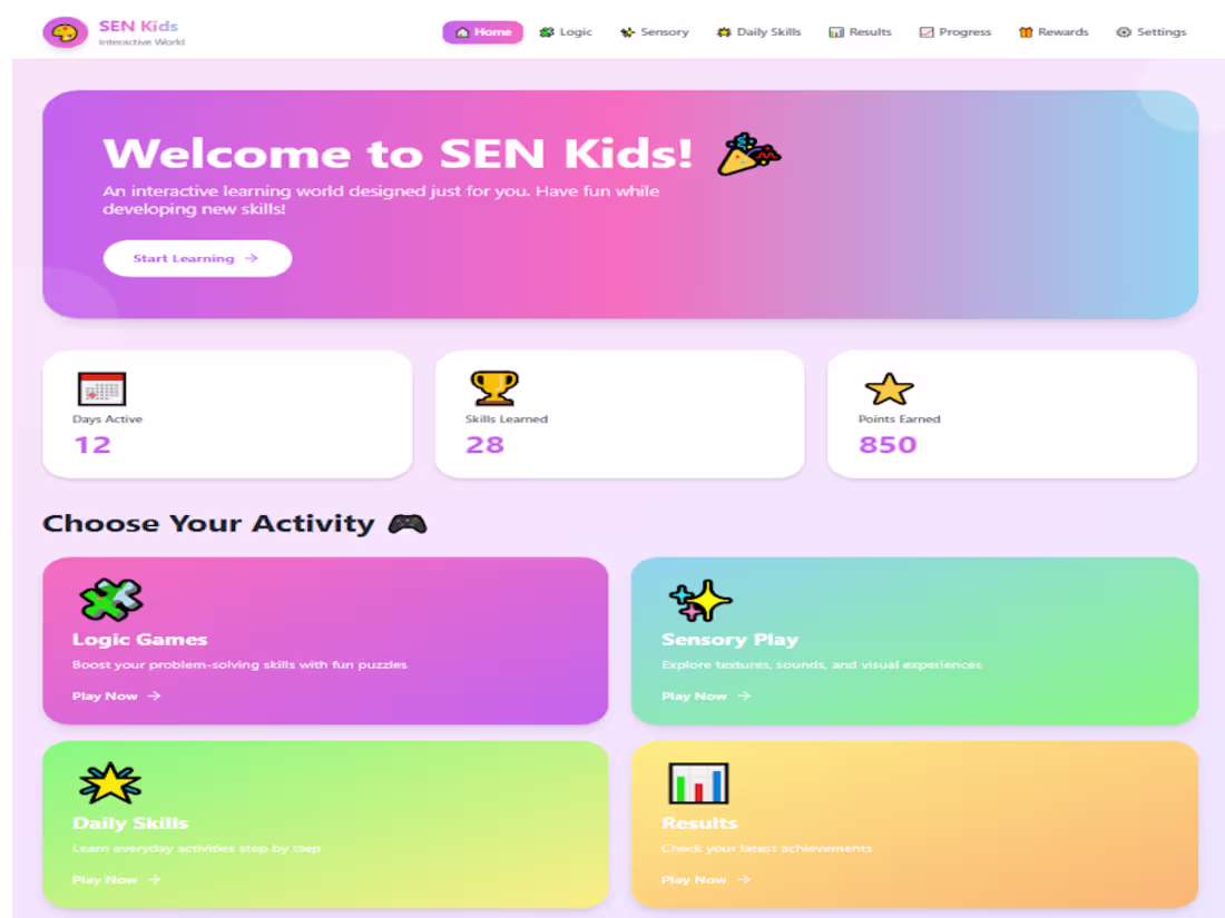 Cover image for Whit my last 8 credit i build this: SEN Kids Interactive Wor...