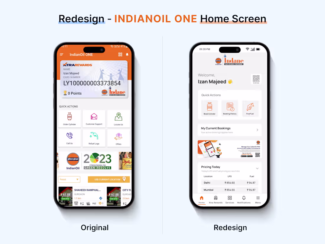 Cover image for Redesign Concept - 'IndianOil One' Home Screen