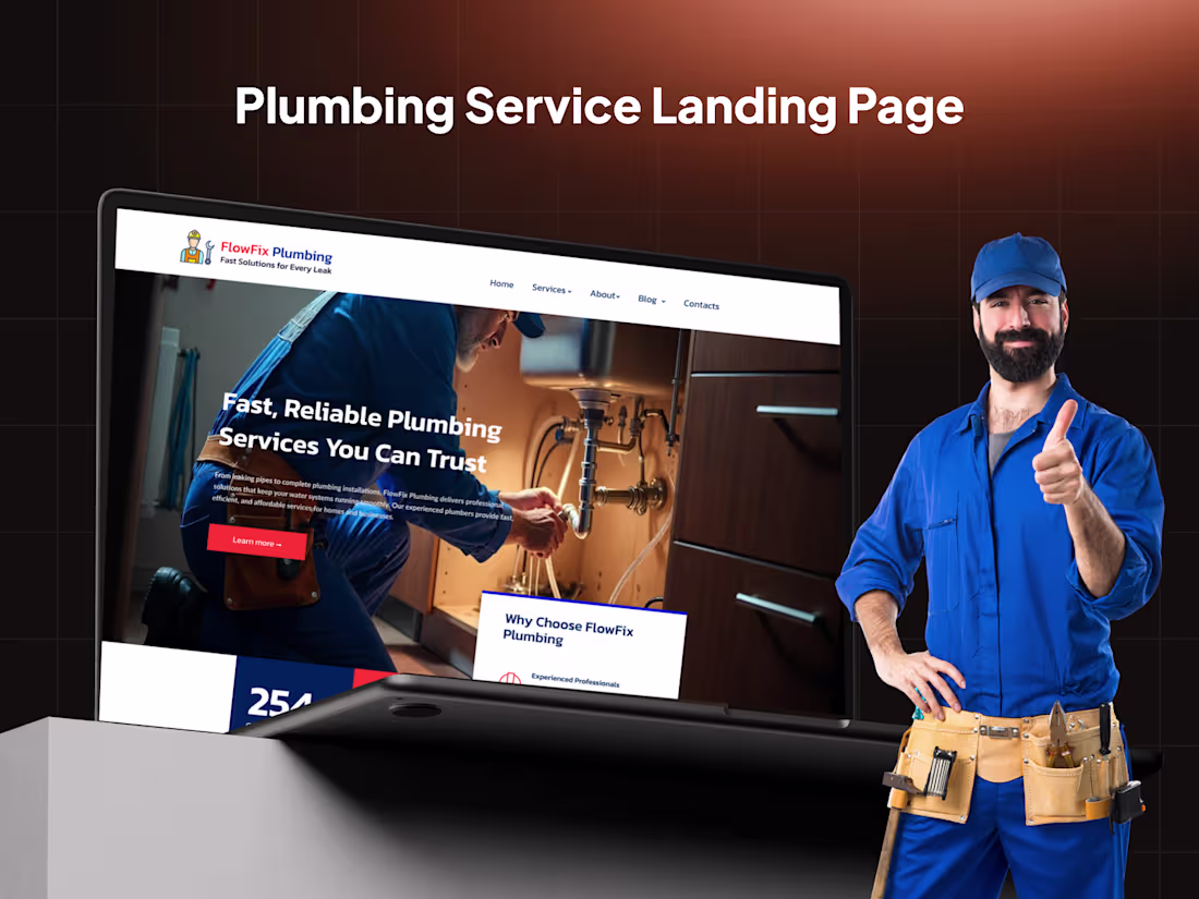 Cover image for Plumbing Service Landing Page Design