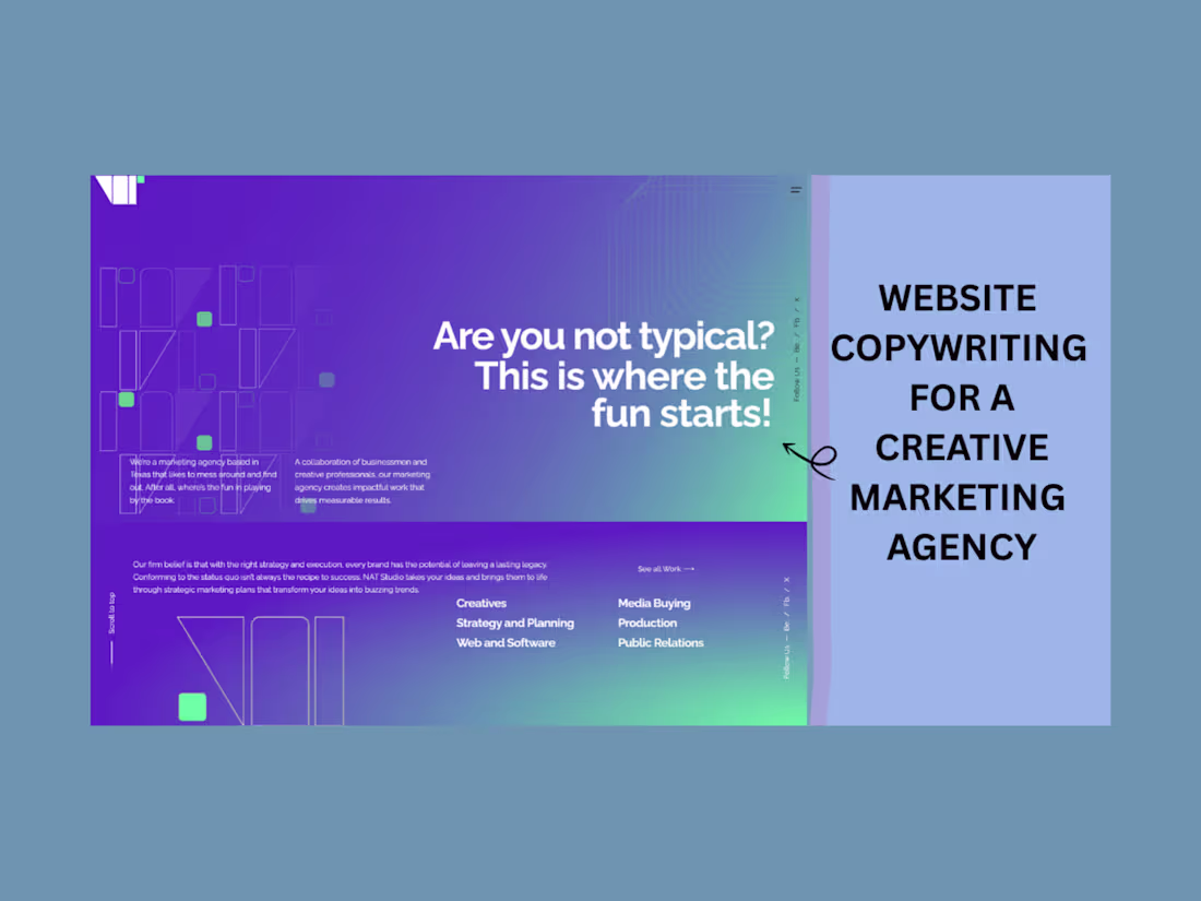 Cover image for Website Content for NAT Studio