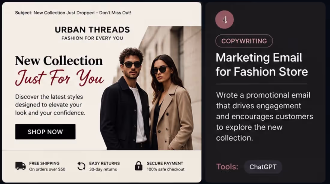 Cover image for Marketing Email for Fashion Store
Wrote