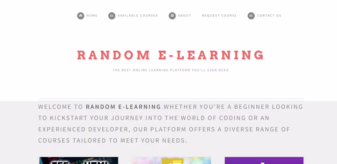 Cover image for E- Learning Website