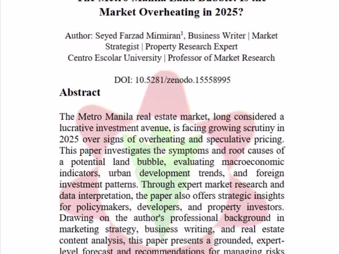 Cover image for Metro Manila Real Estate Market Analysis 2025