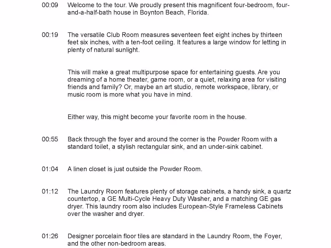 Cover image for Property Tour Script Sample 10