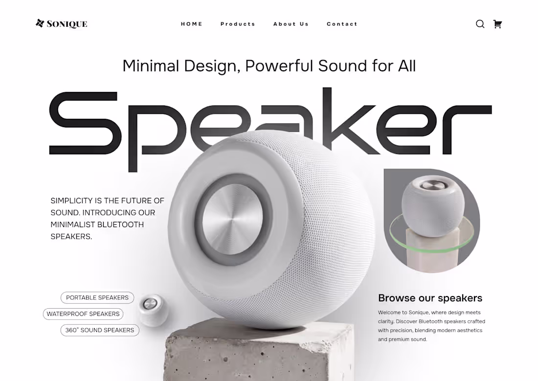 Cover image for Sonique – Minimalist Bluetooth Speaker Web Design Concept So...