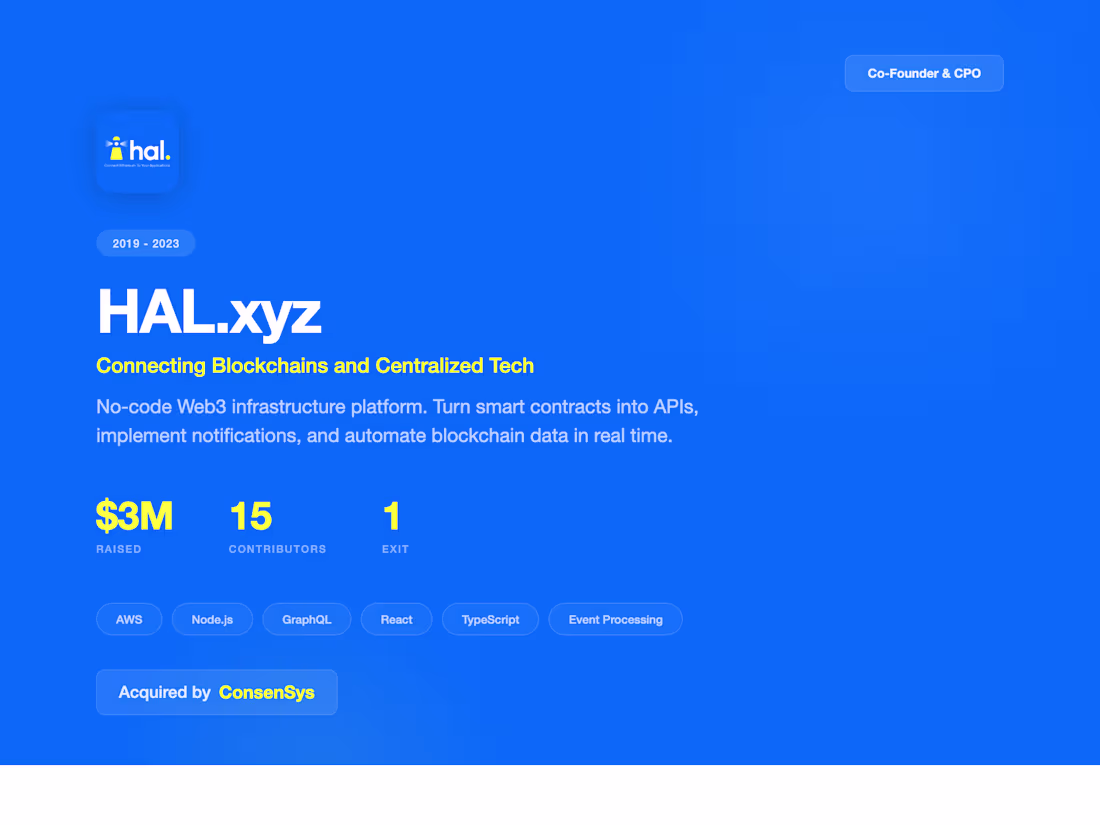 Cover image for HAL.xyz — Web3 Automation Platform (Co-Founder)