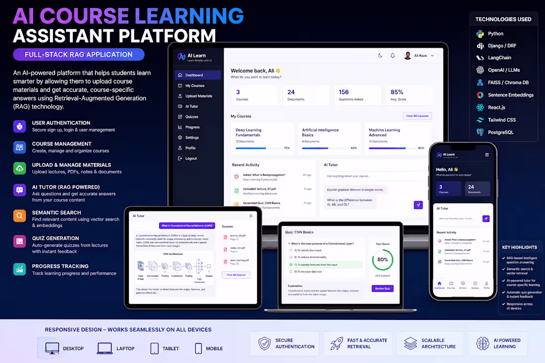 Cover image for AI Course Learning Assistant Platform