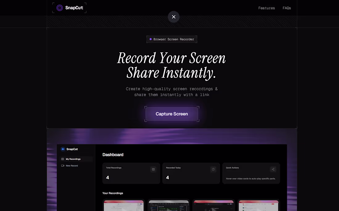 Cover image for Create high-quality screen recordings &
share