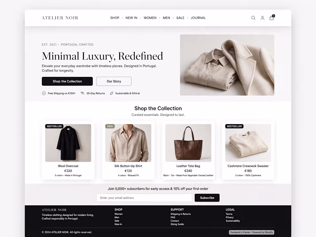 Cover image for Title : Atelier Noir - Luxury E-commerce Store | High-Conver...