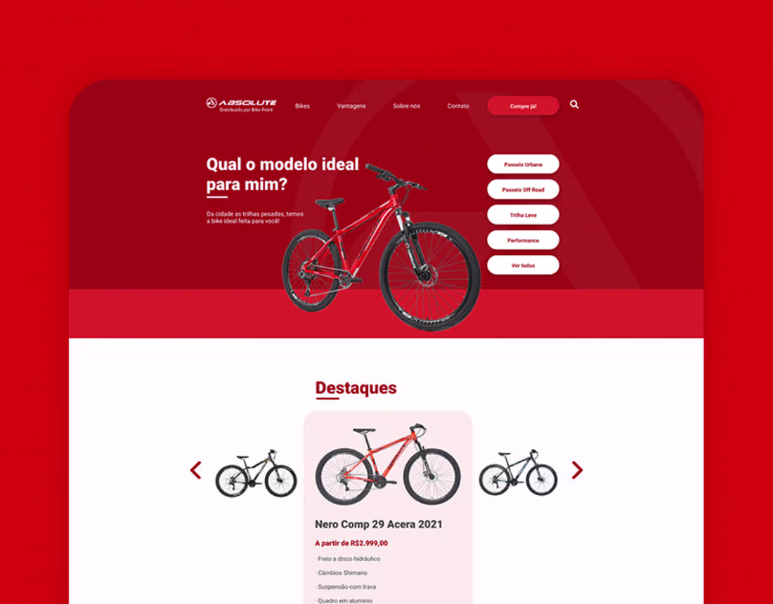 Cover image for Absolute Bikes - UI Design