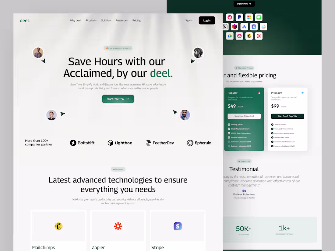 Cover image for SaaS Landing Page Design - deel.