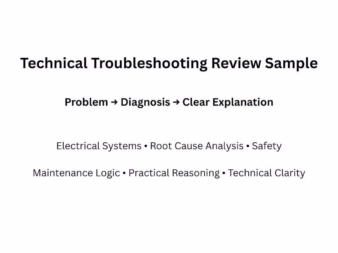 Cover image for Technical troubleshooting review sample based