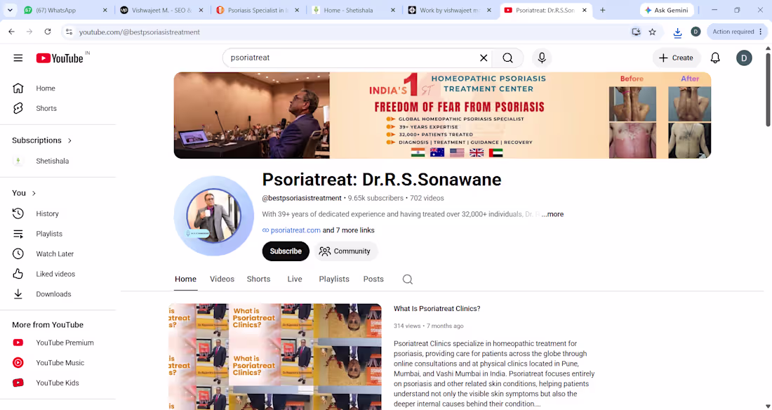 Cover image for Psoriatreat – YouTube Channel Management