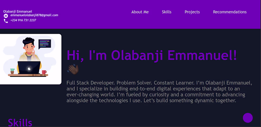 Cover image for The Portfolio Webpage was built