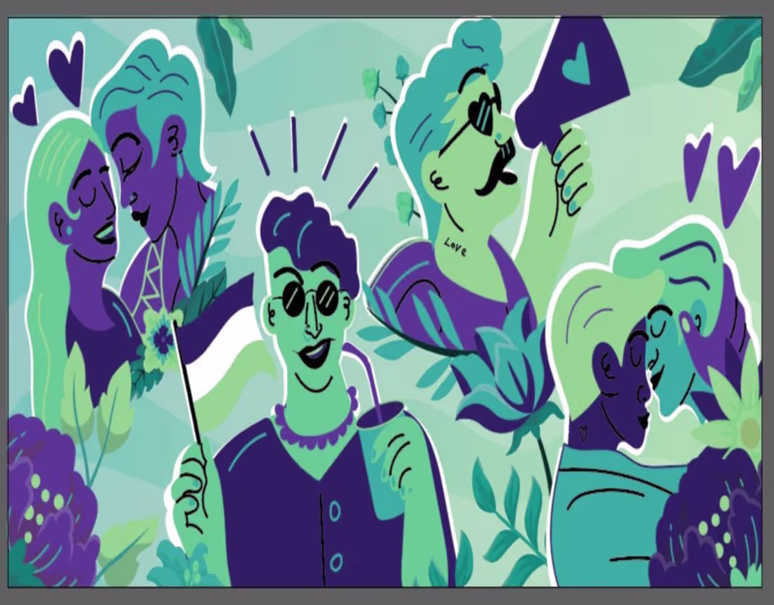 Cover image for LGBTQ Queer vector monochromatic illustration