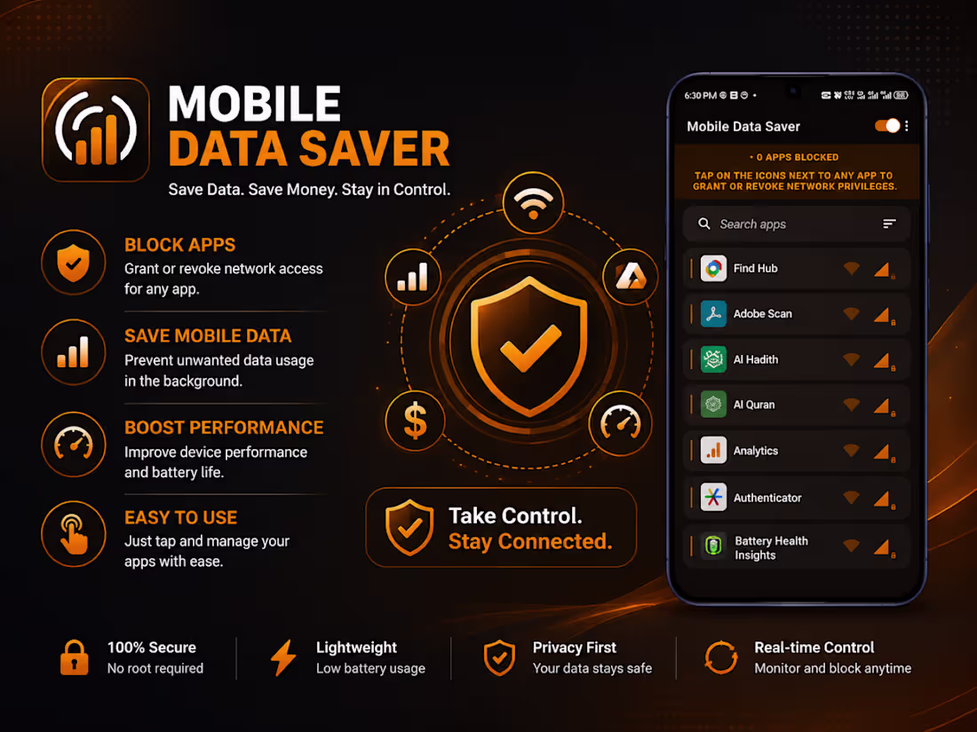 Cover image for Mobile Data Saver provides simple
