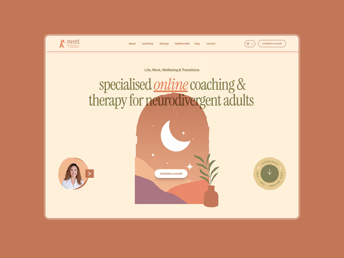 Cover image for Calm Therapy Landing Page for Sweet Coaching Therapy