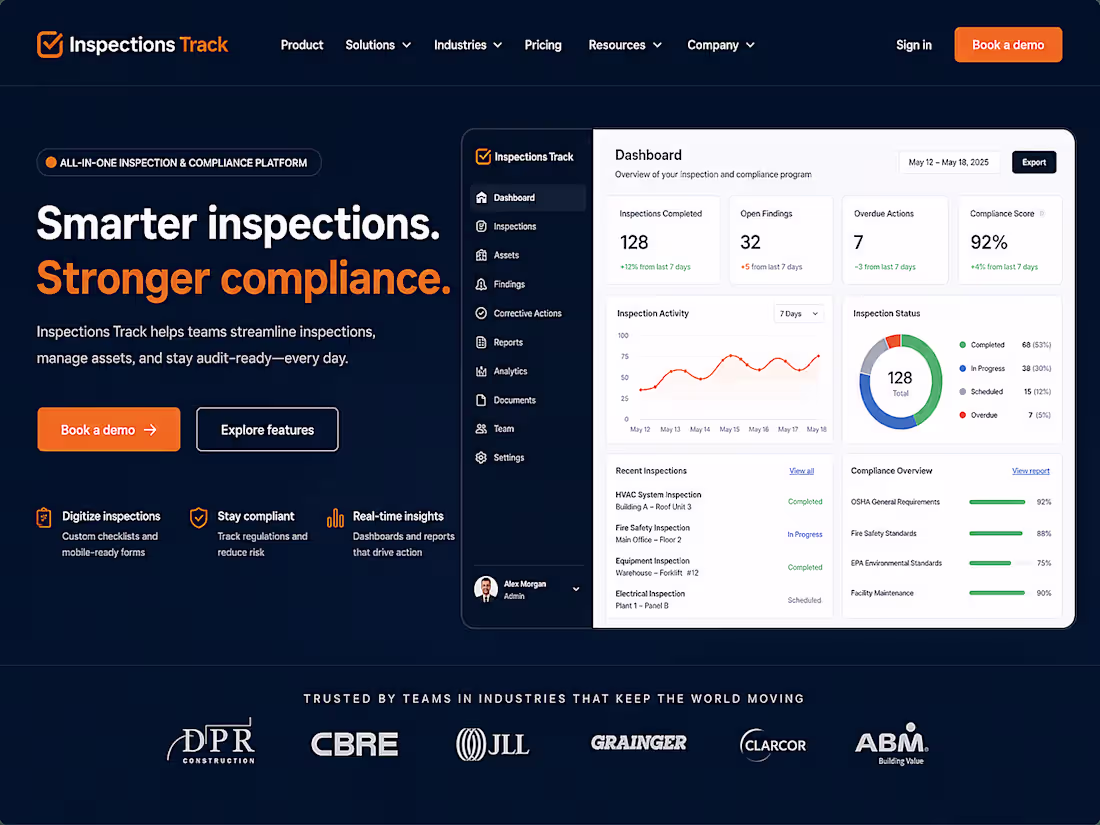 Cover image for Inspections Track website concept and