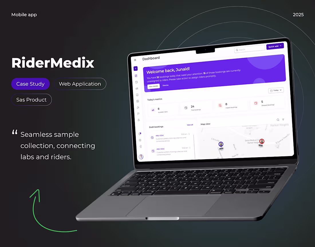 Cover image for RiderMedix – Web UI/UX Design | SaaS Design | Product Design