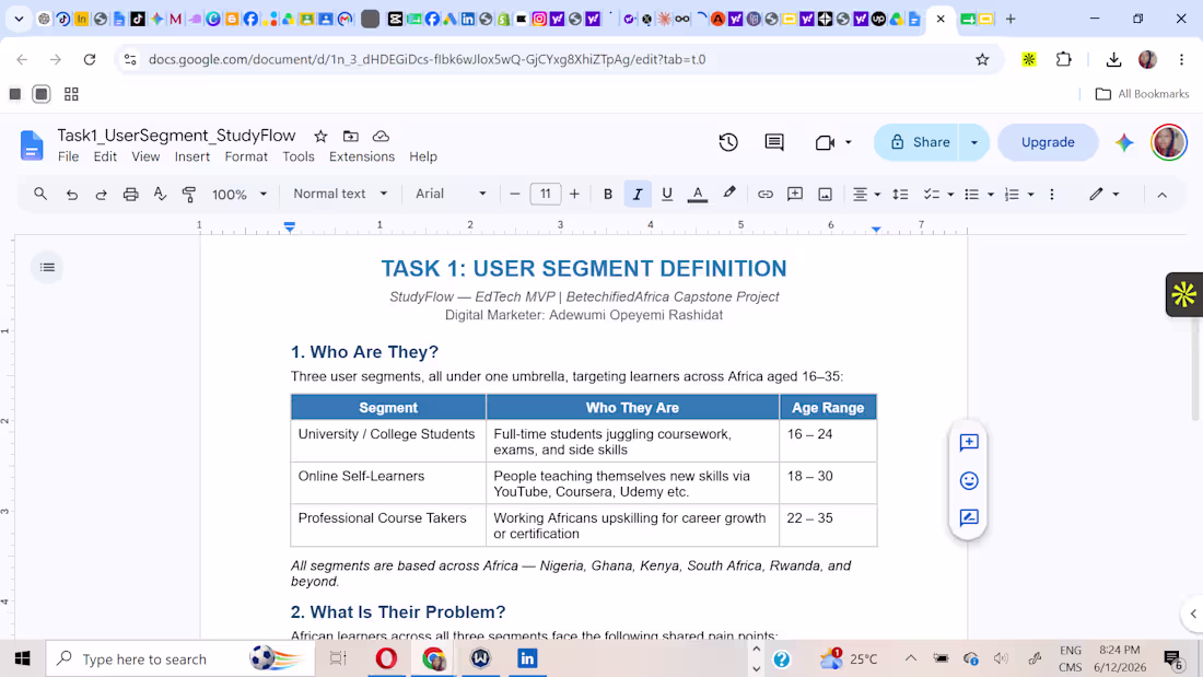 Cover image for Developed user segment definitions and