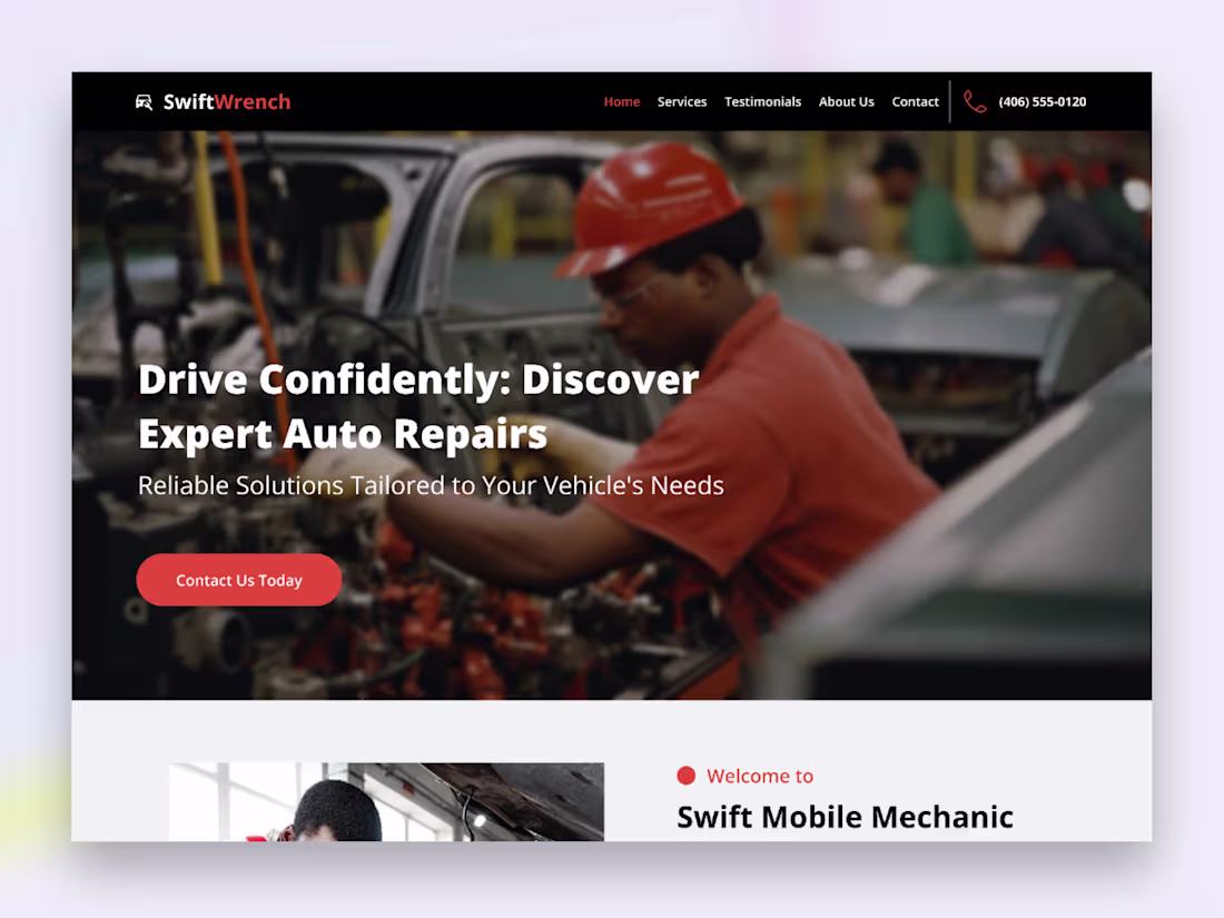 Cover image for SwiftWrench’s Website Homepage UIUX Redesign