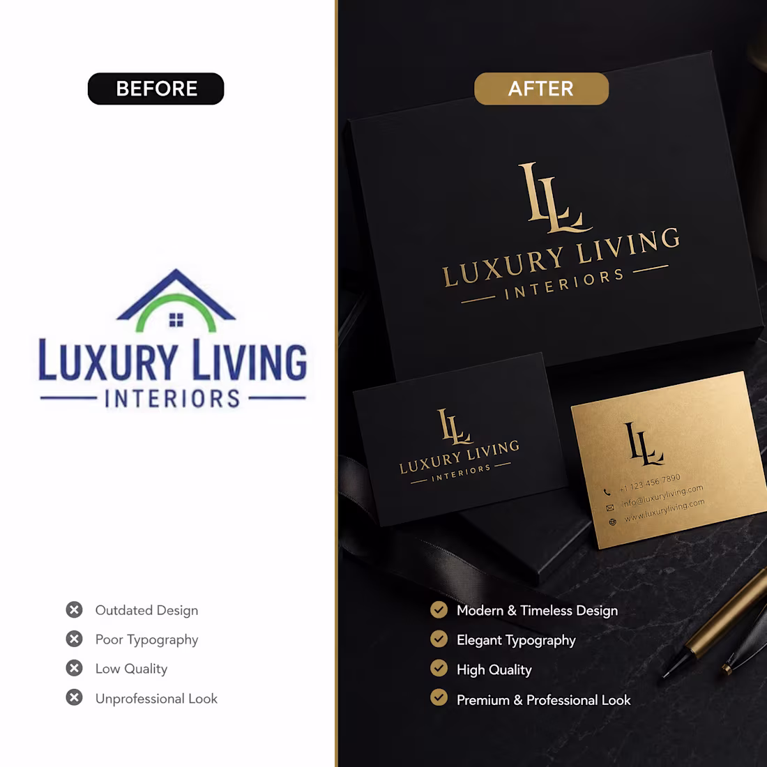 Cover image for Luxury Living Interiors — Brand Identity Transformation