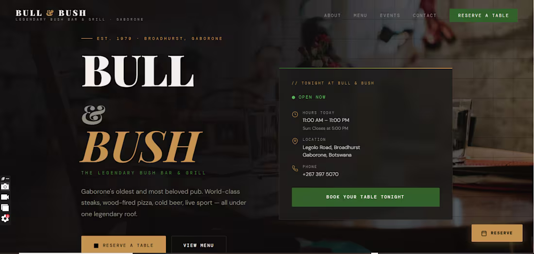 Cover image for Bull & Bush

A full-featured website