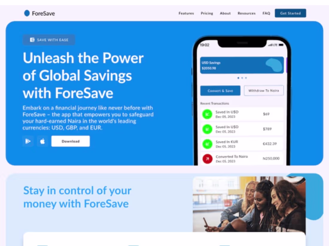 Cover image for ForeSave Landing Page