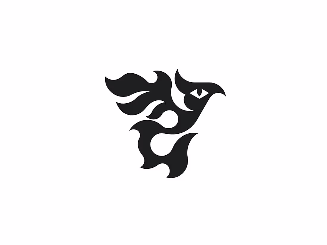 Cover image for Phoenix mythical fire bird logo tells the story of a majesti...