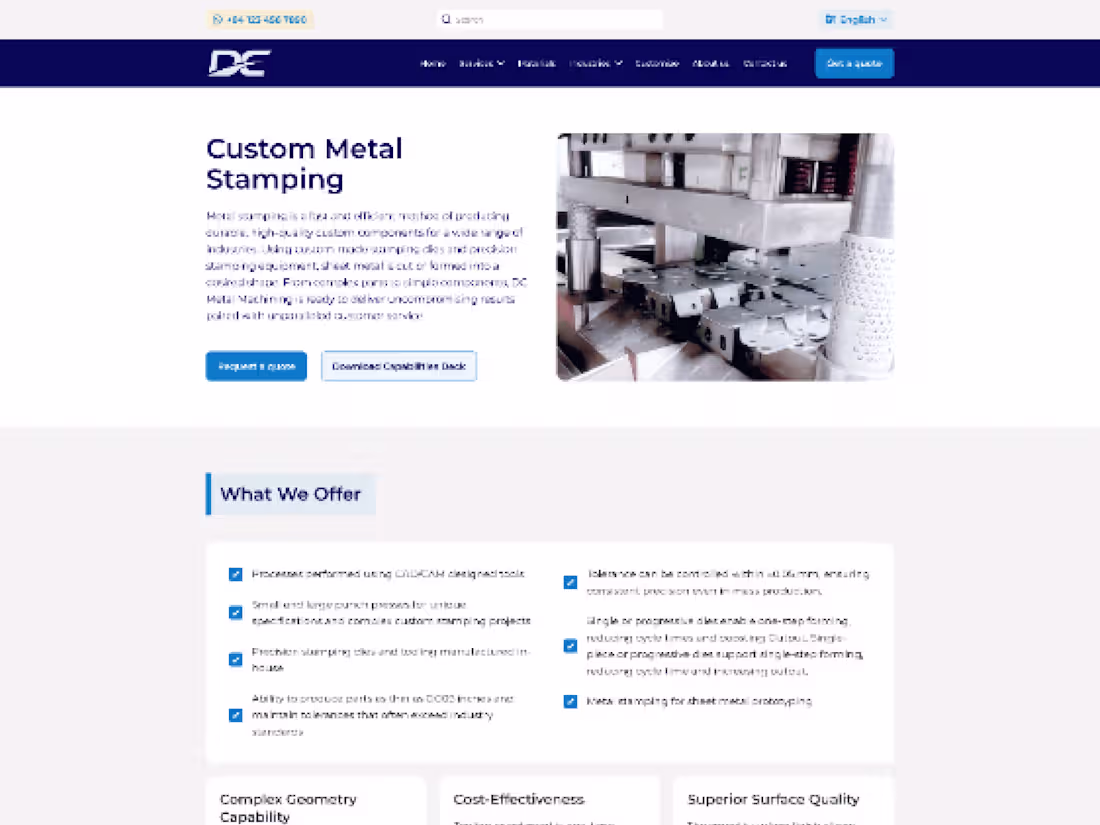 Cover image for Custom Metal Stamping Website Design