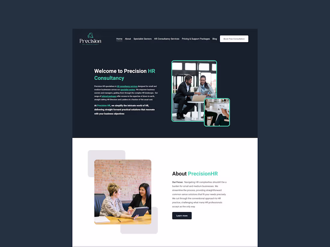 Cover image for Squarespace website design for Precision HR Consultancy