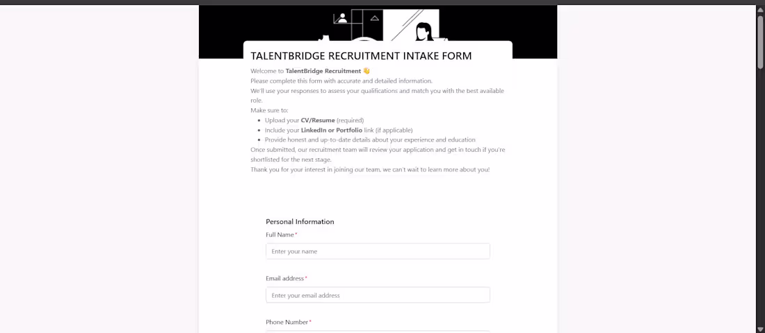 Cover image for TalentBridge Recruitment Workflow