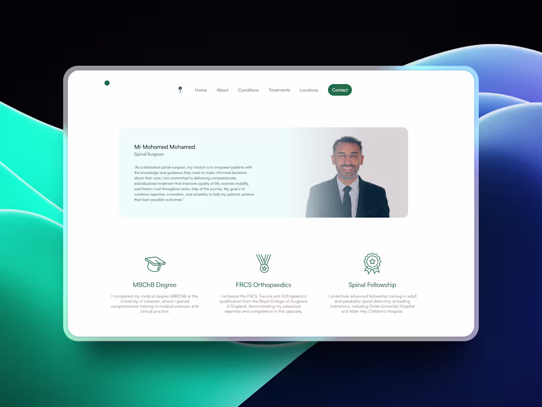 Cover image for Expert Spinal Surgeon Website Design