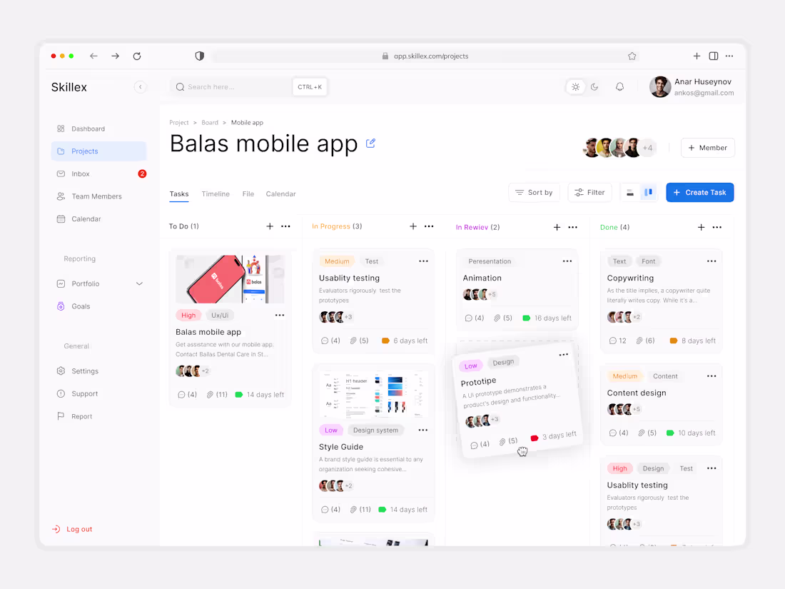 Cover image for Skillex Task Management Dashboard Concept Design