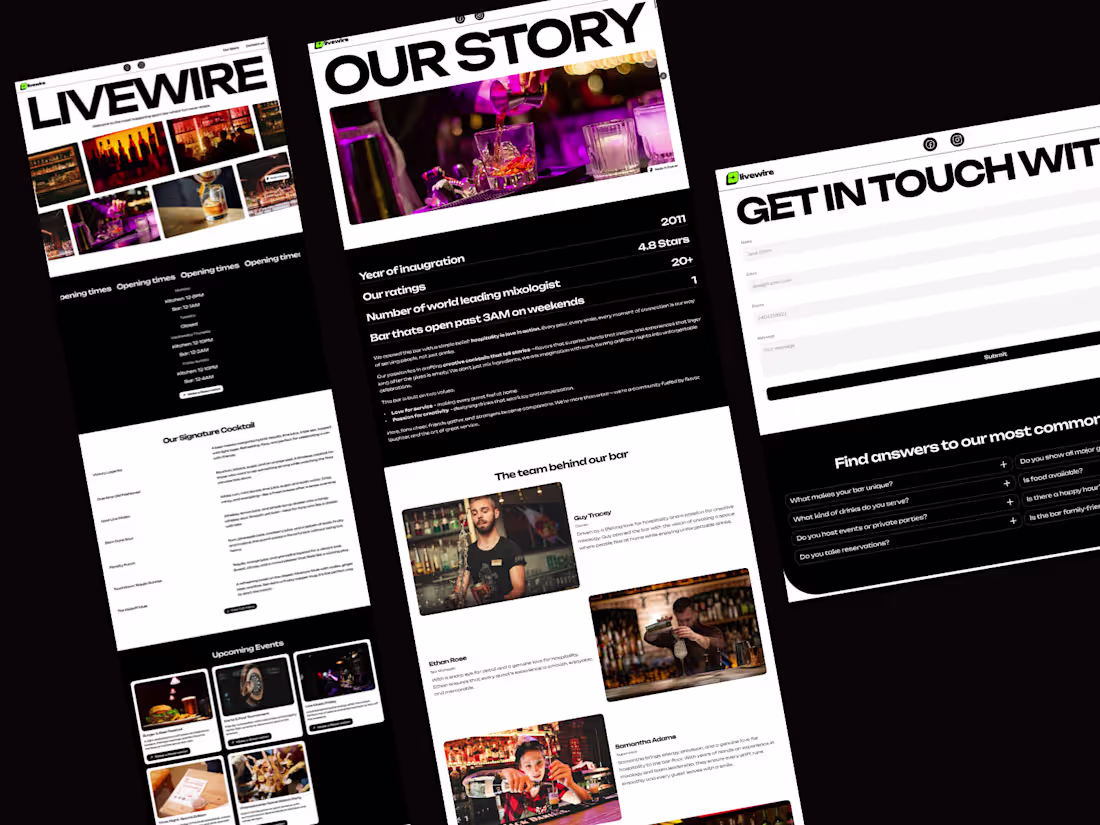Cover image for A modern and clean website for a lively bar. Clean and easy ...