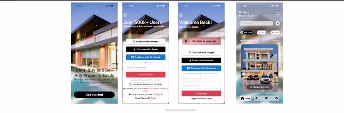 Cover image for An onboarding screen for a real real estate mobile app. Clea...