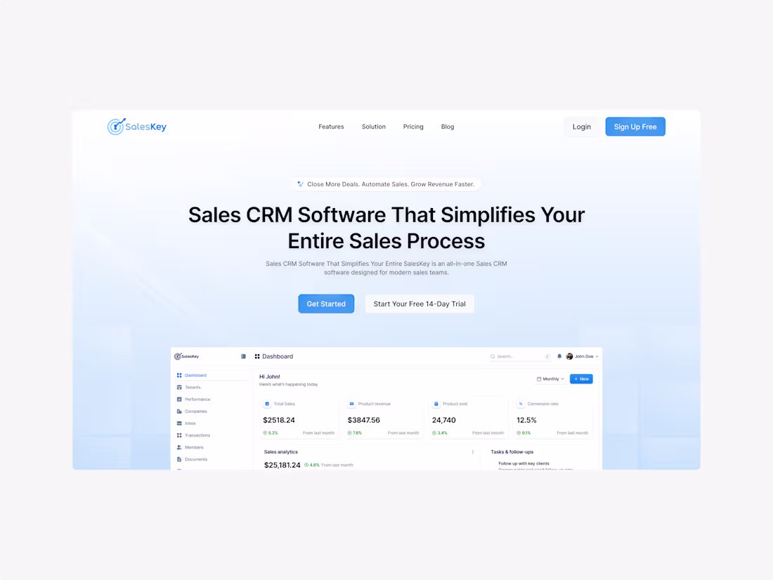 Cover image for SalesKey - Sales CRM Software