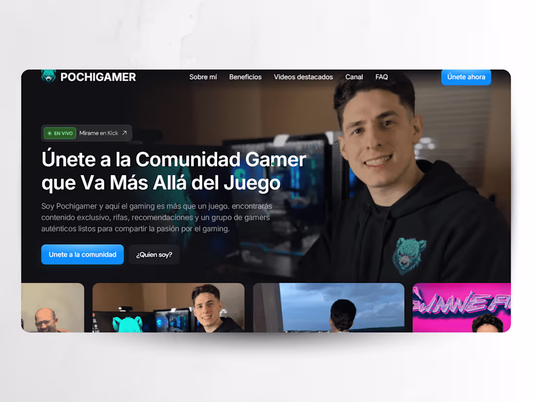 Cover image for Pochigamer Landing Page (Design + Development)