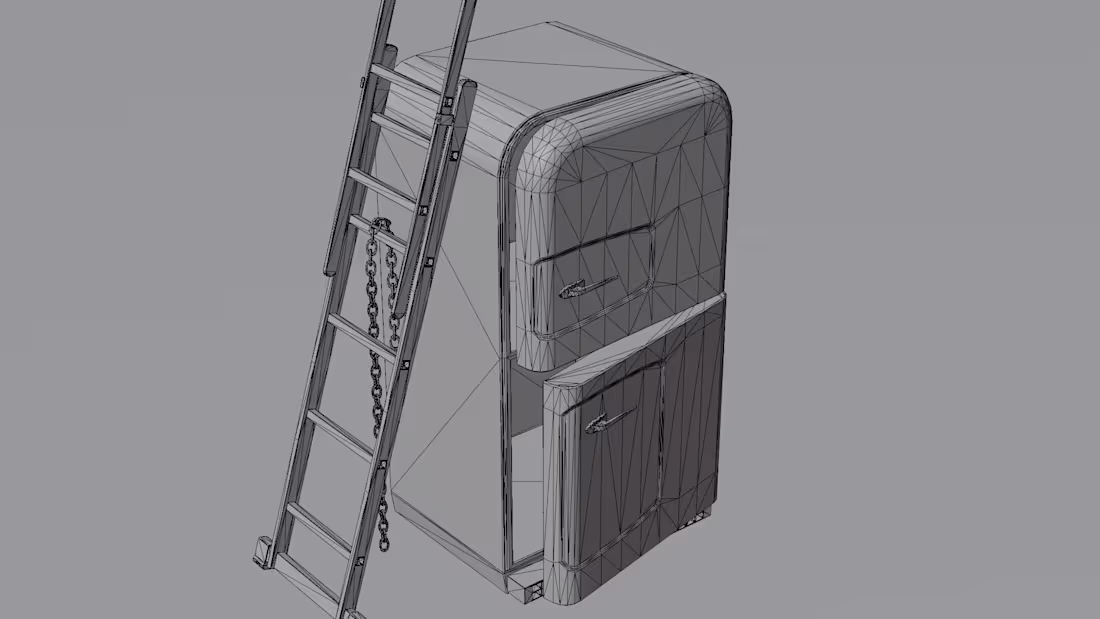 Cover image for Vintage refrigerator and aluminum ladder
