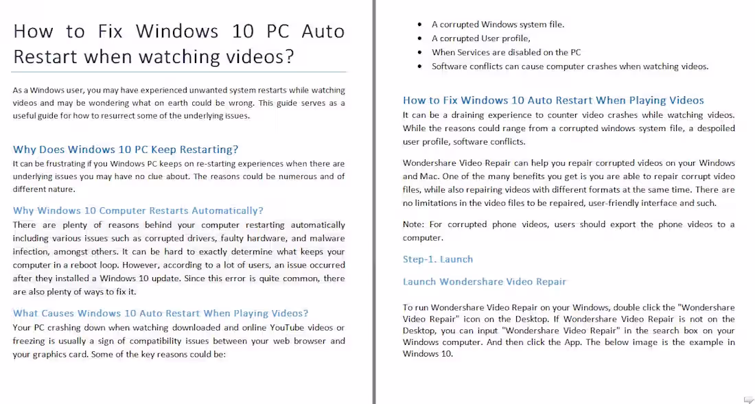 Cover image for Technical Writing - Wondershare Video Repair