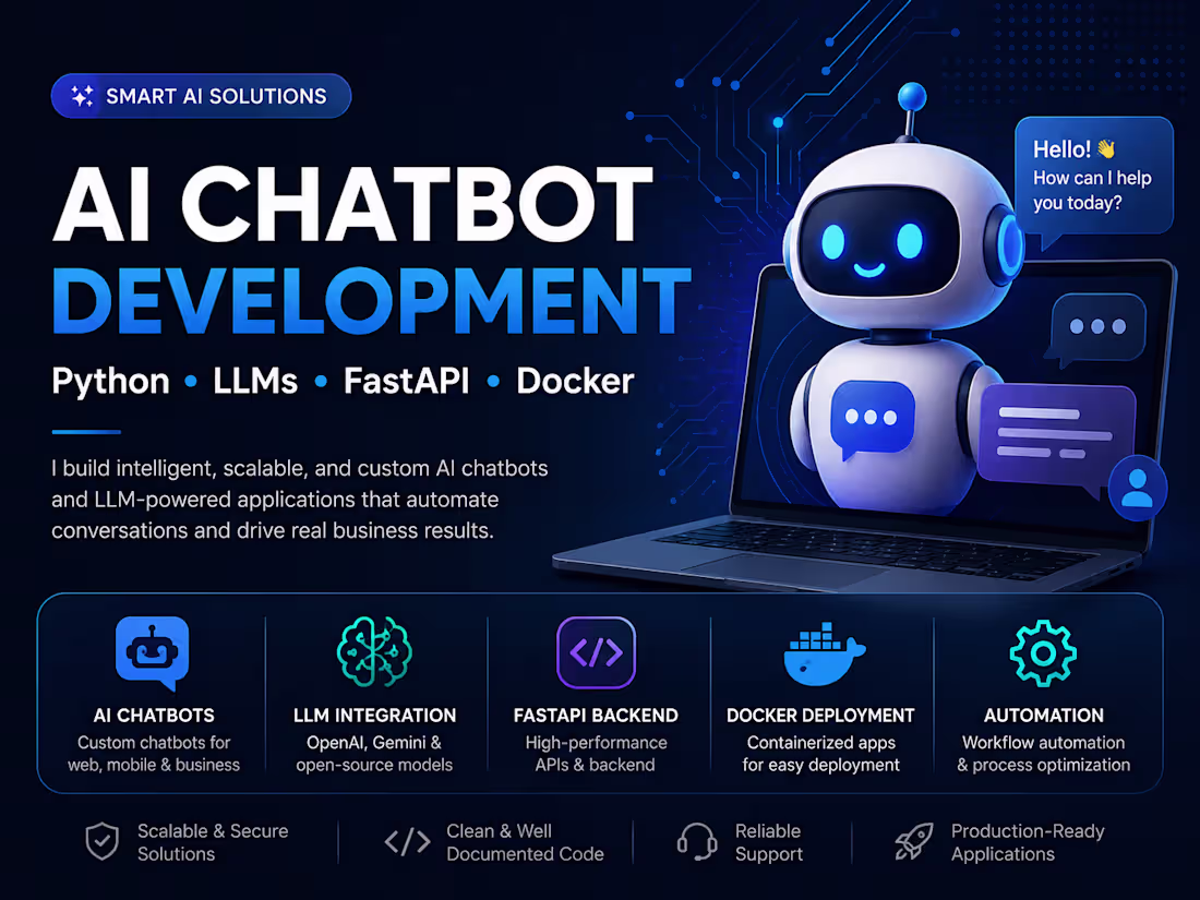 Cover image for AI Chatbot & LLM Development | Python, FastAPI & Docker