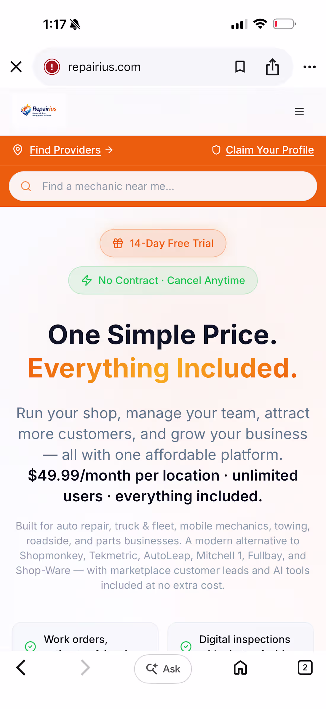Cover image for Repairius is an all-in-one shop