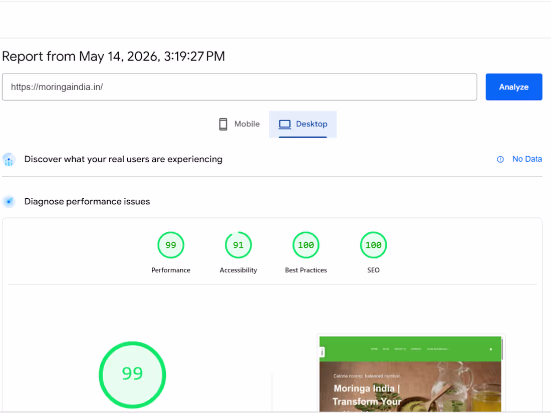 Cover image for Achieved a 99 PageSpeed score